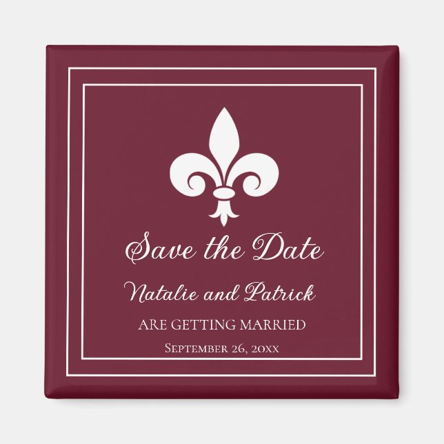 Vin Fleur de Lis Économisez la date Magnet (Devant)