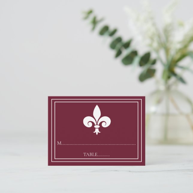 Vin Fleur de Lis Mariage Cartes de Place (Debout devant)