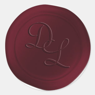 Vin foncé Rouge 2 Lettre Monogramme Stickers de ci