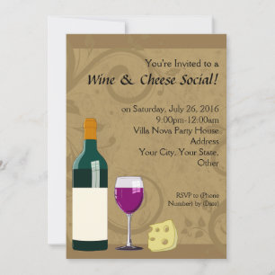 Vin & Fromage Social Party Flat Invitations