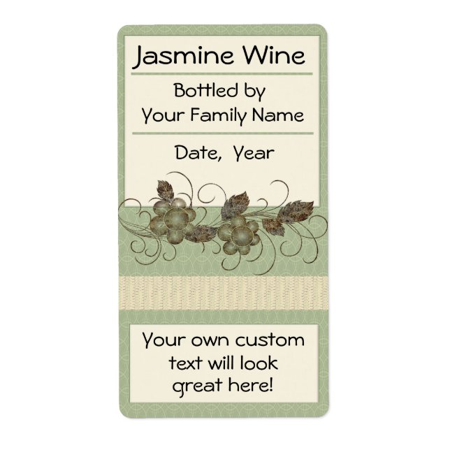 Vin Jasmine Vins Étiquettes Bordeaux, Vin Glace (Devant)