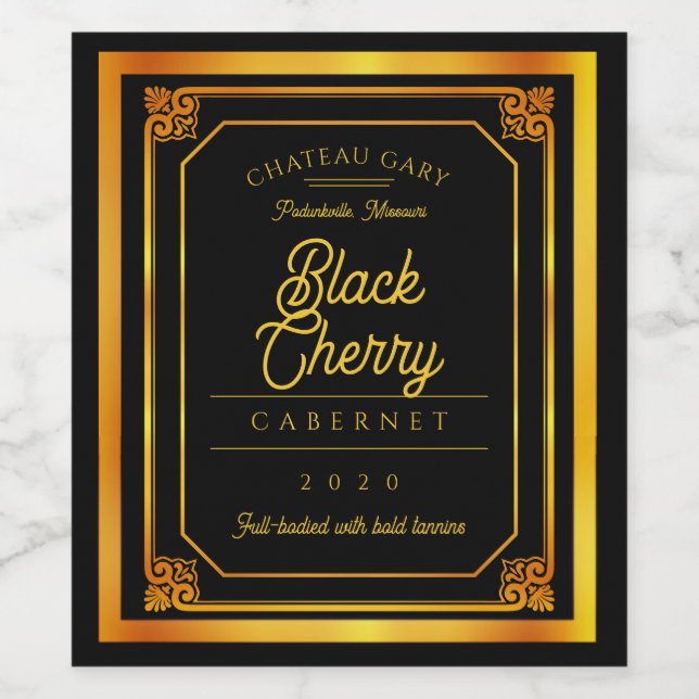 Vin maison en or noir étiquette de vin personnalis (Étiquettes simples)