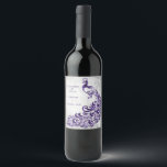 Vin Mariage de Peacock Violet Étiquette de vin<br><div class="desc">Personnalisez un étiquette de vin unique pour votre mariage et réception avec un Étiquette de vin Mariage Purple Peacock Leaf. Le design Étiquette du vin est un arrière - plan gris clair avec un paon violet plein de vitalité et un motif de vigne feuillu. Personnalisez avec les noms du marié...</div>