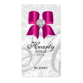 Vin mariage Étiquette Bijou Bow Coeur rose