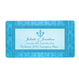 Vin mariage personnalisé étiquette fleur de lis bl
