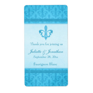 Vin mariage personnalisé étiquette fleur de lis bl