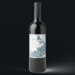 Vin Mariage Vin Peacock bleu Étiquette<br><div class="desc">Personnalisez un étiquette de vin unique pour votre mariage et réception avec un Étiquette de vin Mariage Blue Peacock Leaf Vine. Le design Étiquette du vin est composé d'un arrière - plan gris clair avec un paon bleu vif orné d'un embellissement de vigne à feuilles. Personnalisez avec les noms du...</div>