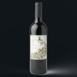Vin Mariage Vin Peacock Or Étiquette Vin<br><div class="desc">Personnalisez un étiquette de vin unique pour votre mariage et réception avec un Étiquette de vin Mariage Gold Peacock Leaf. Le design Étiquette du vin est composé d'un arrière - plan gris clair avec un paon doré aux motifs floraux. Personnalisez avec les noms du marié et de la mariée avec...</div>