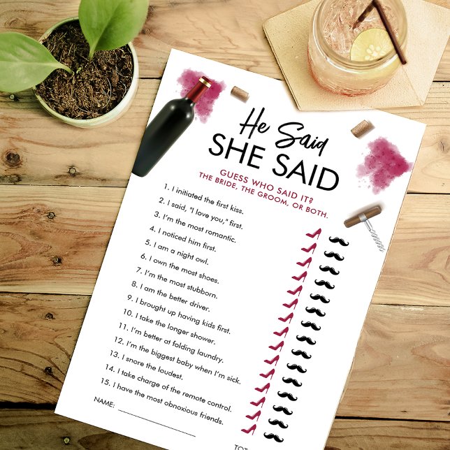 Vin Moderne – Carte de jeu « Il a dit, elle a dit  (Créateur téléchargé)