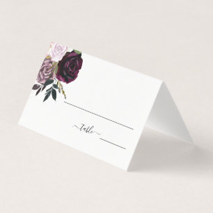Vin Plum Mauve Floral Mariage Table Place Cartes