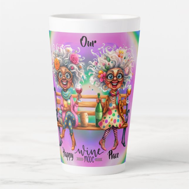 Vin Quirky Lady Wine Mode Latte Mug (Devant)