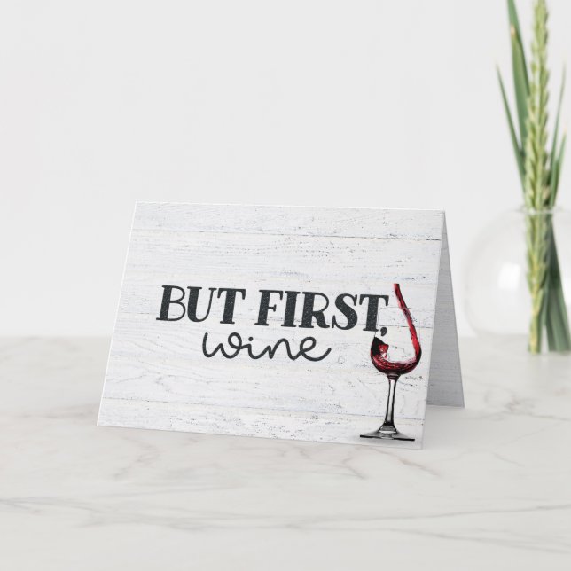 Vin Rouge Anniversaire Sur Carte Bois (Devant)