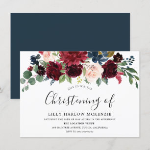 Vin Rouge Bourgogne Moderne Christening Invitation