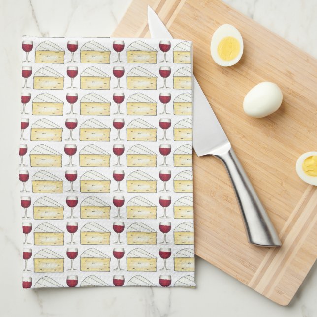 Vin rouge et fromage brie Imprimer Serviette alime (Quart Plié)