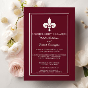 Vin Rouge Fleur de Lis Faire-part de mariage