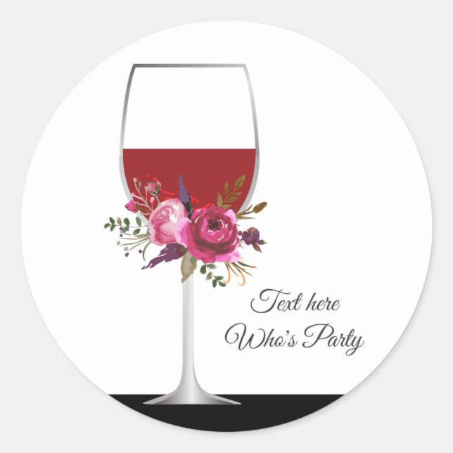 vin rouge, floral, autocollant merci (Devant)
