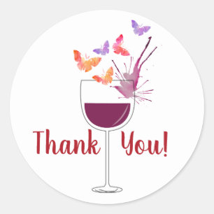 vin rouge, papillon, merci les autocollants