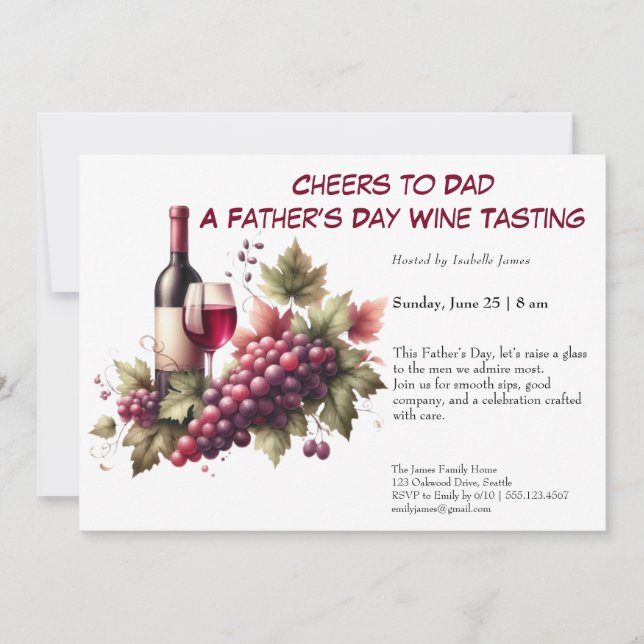 Vin Rouge & Raisins – Invitation de Fête des Pères (Devant)