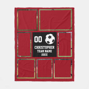 Vin rouge Soccer photo collage polaire couverture