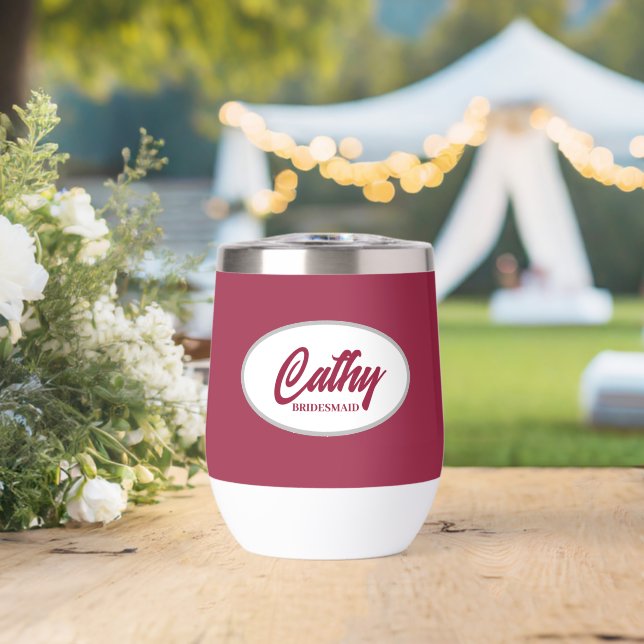 Vin Rouge Stylisé Nom Mariage Bridesmaid (Mariage (pivoté))