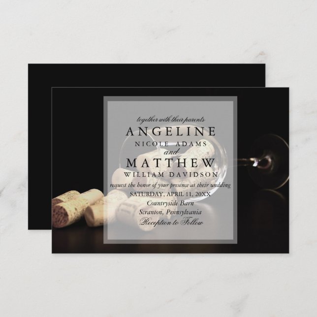 Vin rustique Domaine Vignoble Faire-part de mariag (Devant / Derrière)