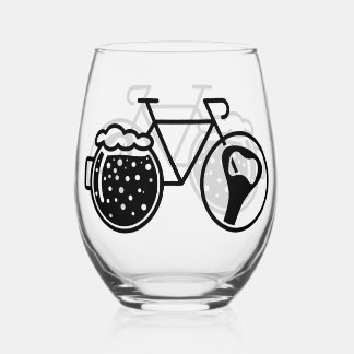Vin Sans Pied Vélo avec verre à bière. Icône d'ouverture de bout
