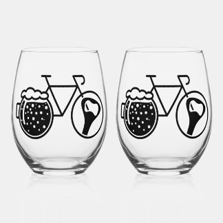 Vin Sans Pied Vélo avec verre à bière. Icône d'ouvre-bouteille