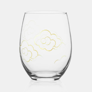Vin Sans Pied Verre à garniture d'or nuage