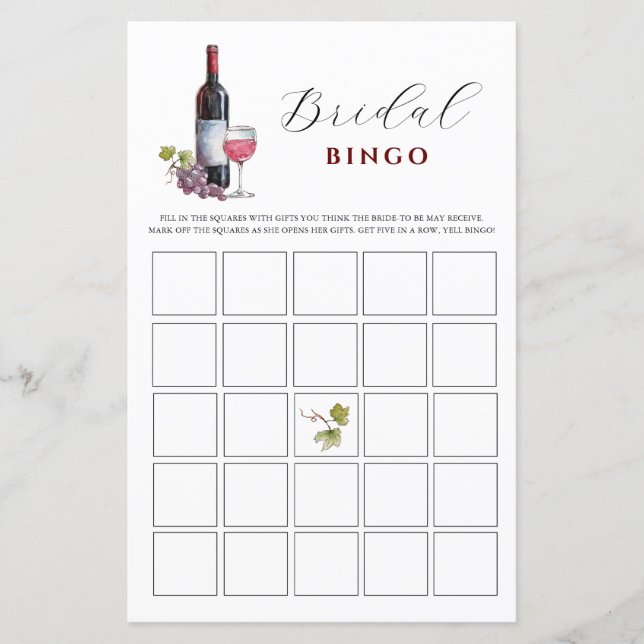 Vin Thème Bridal Bingo Jeux de douche (Devant)