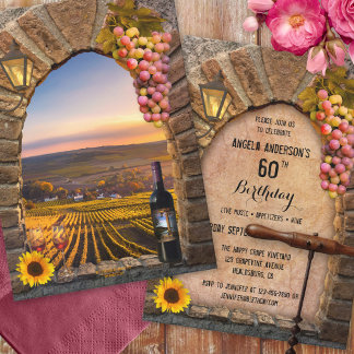 Vin toscan Thème Anniversaire Fête Invitation