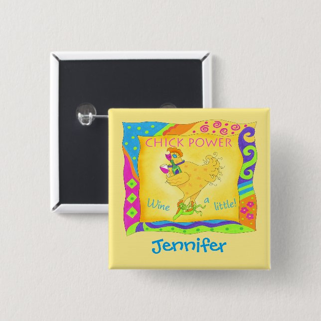 Vin un petit poussin jaune Nom de puissance Badge (Devant & derrière)