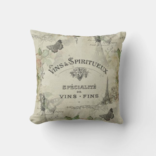 Vin vintage de Paris et coussin de roses (Recto)