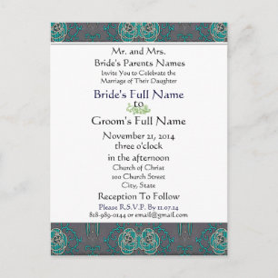 Vinatge Aqua sur Grey Faire-part de mariage