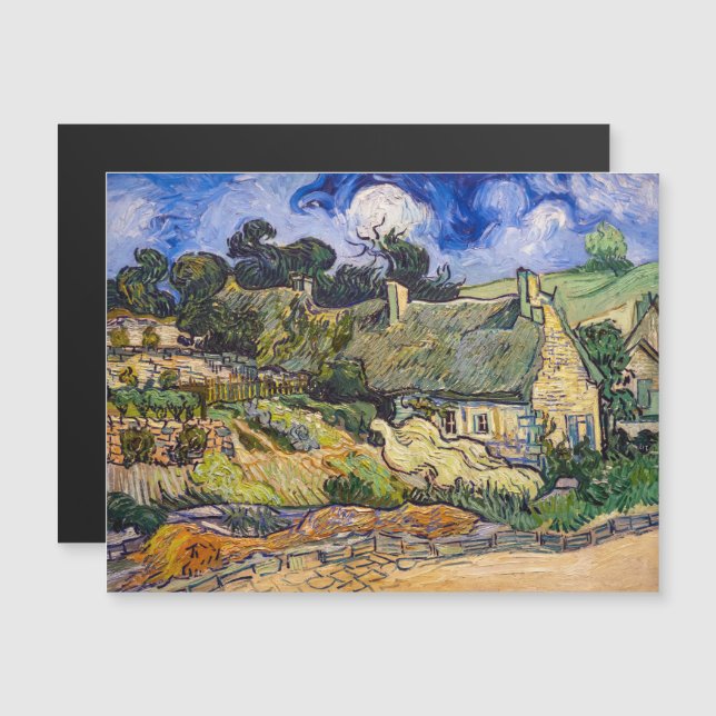 Vincent Van Gogh - Chalets à chaume Carte magnétiq (Devant / Derrière)