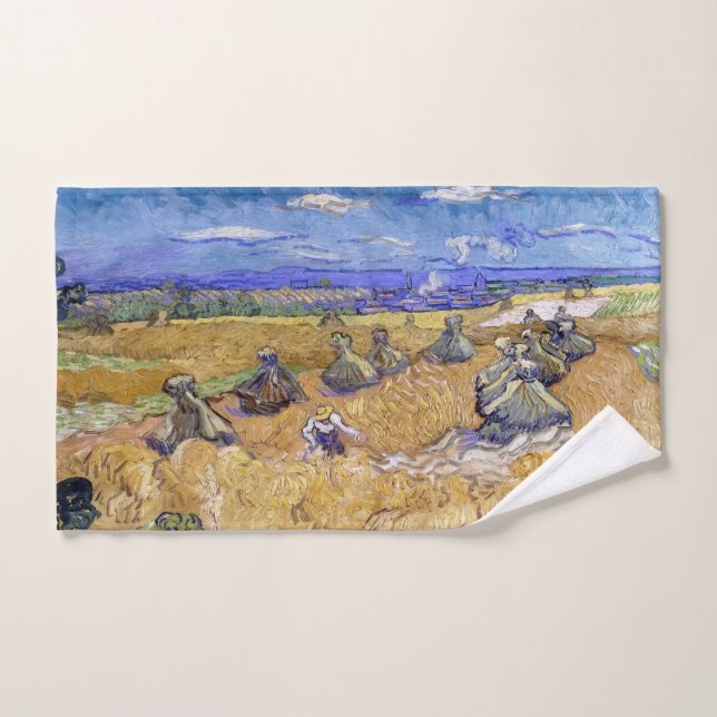 Vincent van Gogh - Meules de blé avec des moissonn (Serviette à main)