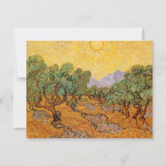 Vincent van Gogh - Oliviers, ciel jaune et soleil (Devant)
