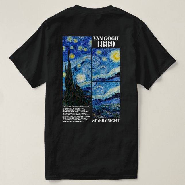 Vincent Van Gogh Starry Night 1889 Art T-Shirt (Design dos)
