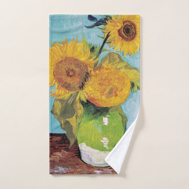 Vincent Van Gogh - Trois tournesols dans un vase (Serviette à main)