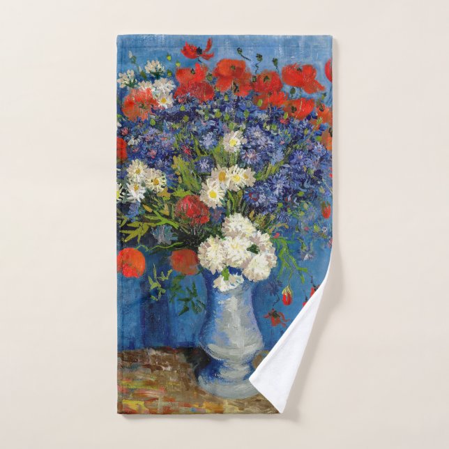Vincent van Gogh - Vase avec Cornflowers & Poppies (Serviette à main)