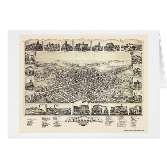 Vineland, carte panoramique de NJ - 1885 (Devant horizontal)