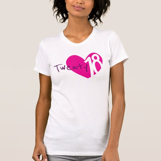 Vingt-18 amour coeur rose 2018 dames t-shirt (Devant)