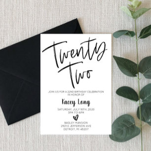 Vingt-deux 22e invitation d'anniversaire