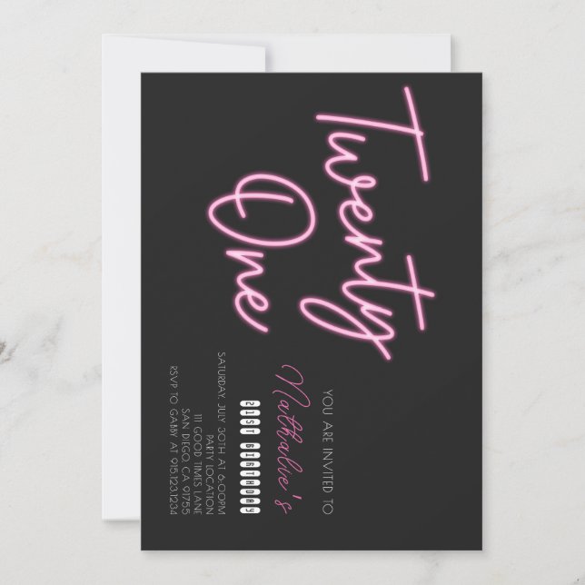 Vingt et un 21e anniversaire de fête Invitation (Devant)