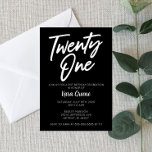 Vingt et un 21e anniversaire Invitation<br><div class="desc">Voici une invitation en noir et blanc Vingt et un 21ème anniversaire. Conception minimaliste minimale. Invitation du B-Day. 21 fille gars garçon femme homme simple propre</div>