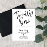 Vingt et un 21e anniversaire Invitation<br><div class="desc">Voici une invitation en noir et blanc Vingt et un 21ème anniversaire. Conception minimaliste minimale. Invitation du B-Day. 21</div>