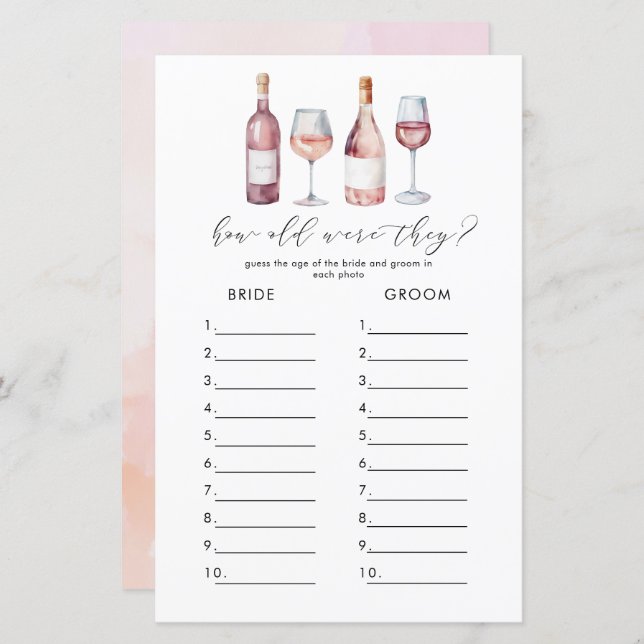 Vino aquarelle avant Vows Jeux de Fête des mariées (Devant / Derrière)