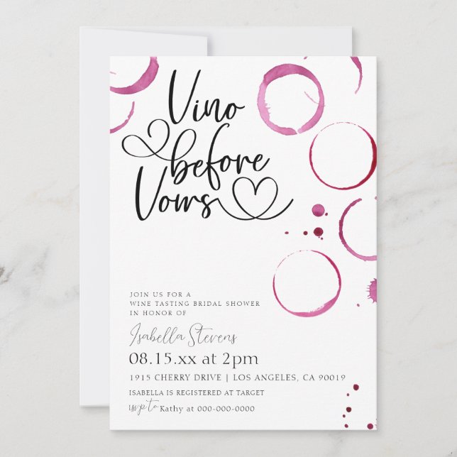 Vino Avant Vows Invitation De Douche Nuptiale (Devant)