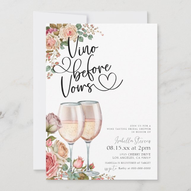 Vino Avant Vows Invitation De Douche Nuptiale (Devant)