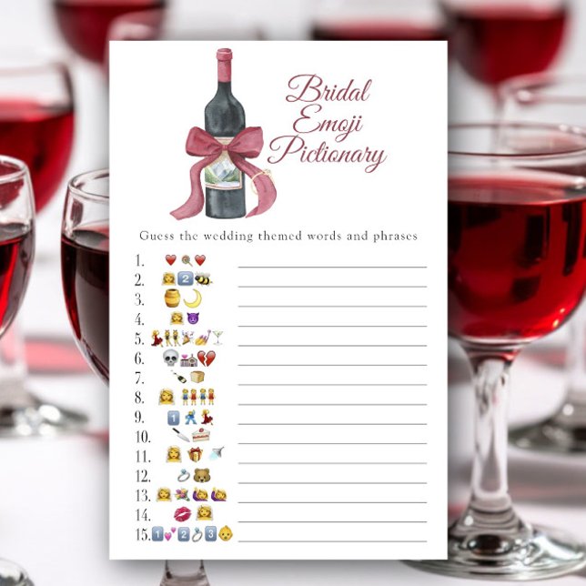 Vino before Vows Bridal shower emoji Pictionary (Créateur téléchargé)