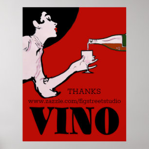 Vino- Vin Posters Vintage dame, modifier le texte,